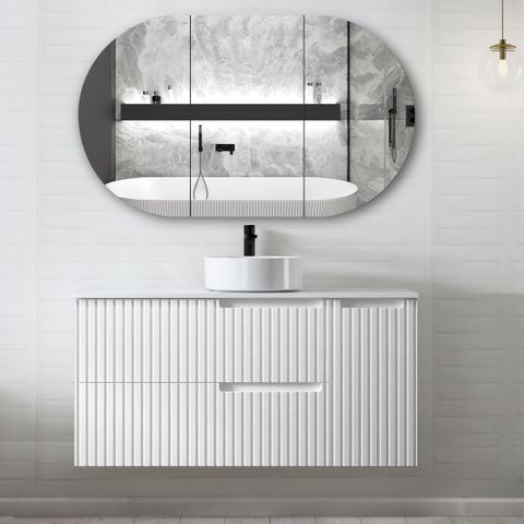 Noosa 1200mm Satin White Wall Hung Cabinet Only
