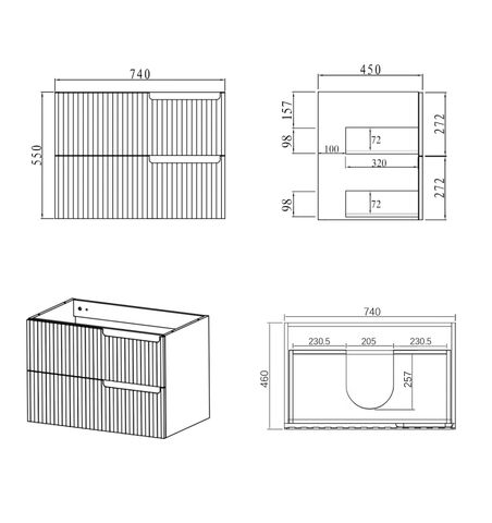 Noosa 750mm Satin White Wall Hung Cabinet Only — detail 3