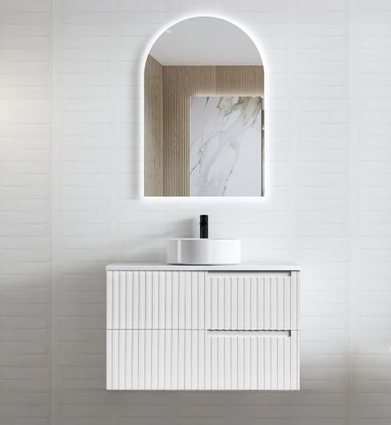 Noosa 900mm Satin White Wall Hung Cabinet Only — detail 2