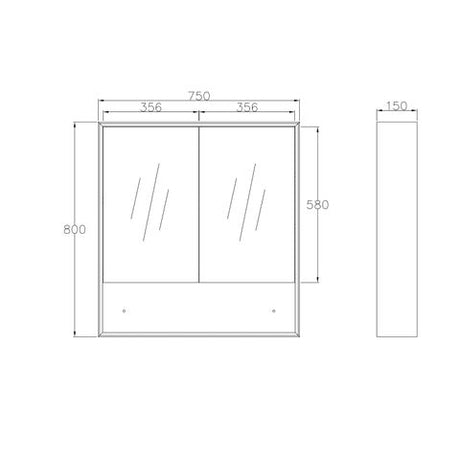 Byron 750x800 Natural Oak Shaving Cabinet — detail 4