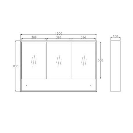 Marlo 1200x800 Matte Black Shaving Cabinet — detail 3