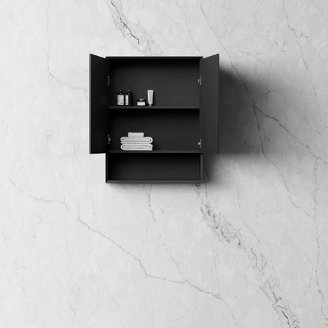 Marlo 600x800 Matte Black Shaving Cabinet — detail 2