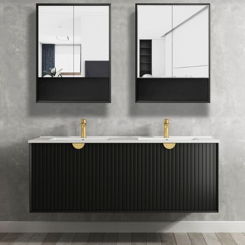 Marlo 600x800 Matte Black Shaving Cabinet — detail 4