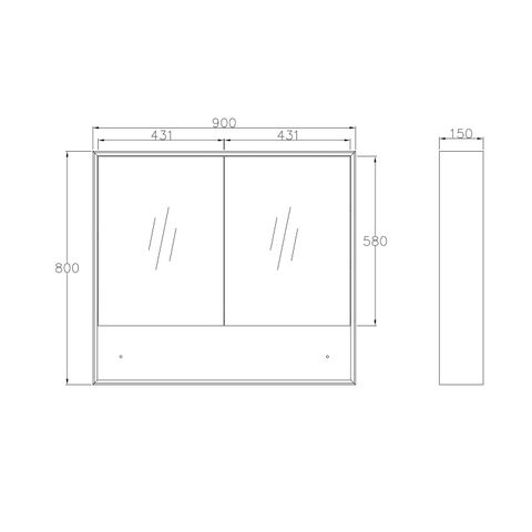 Marlo 900x800 Matte Black Shaving Cabinet — detail 3