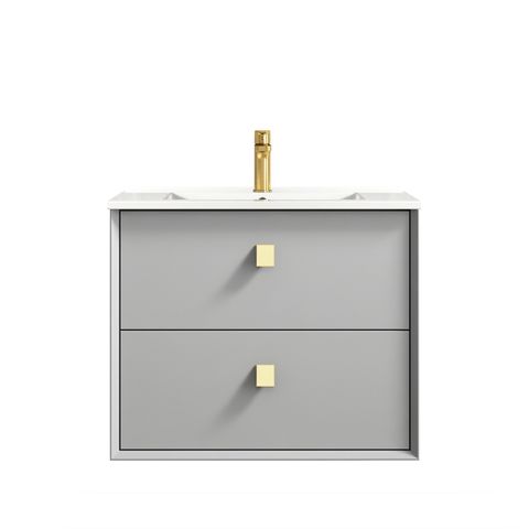 Boston 600mm Light Grey Wall Hung Vanity with Ceramic Top — detail 2
