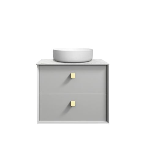 Boston 600mm Light Grey Wall Hung Vanity with Ceramic Top — detail 3