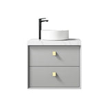 Boston 600mm Light Grey Wall Hung Vanity with Ceramic Top — detail 4