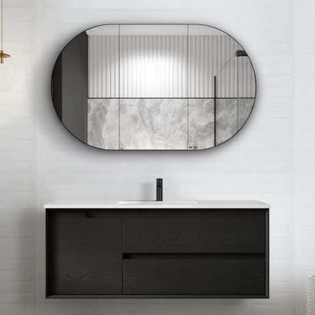 Byron 1200mm Black Oak Wall Hung Vanity with Ceramic Top