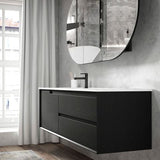 Byron 1200mm Black Oak Wall Hung Vanity with Ceramic Top — detail 2