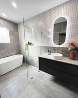 Byron 1200mm Black Oak Wall Hung Vanity with Ceramic Top — detail 4