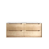 Byron 1200mm Natural Oak Wall Hung Vanity with Ceramic Top Double Bowl — detail 4