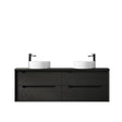 Byron 1500mm Black Oak Wall Hung Vanity with Empire Black Top 10 & 2TH