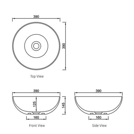 London Solid Surface 390x390x145 Matte White Basin NF — detail 3
