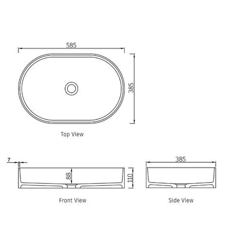 Noosa Solid Surface 585x385x110 Matte White Basin NF — detail 3