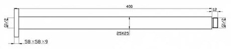 Taran 300mm Chrome Ceiling Shower Arm Square — detail 2