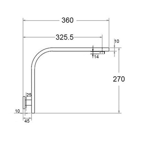 Taran Chrome Gooseneck Shower Arm Square — detail 2