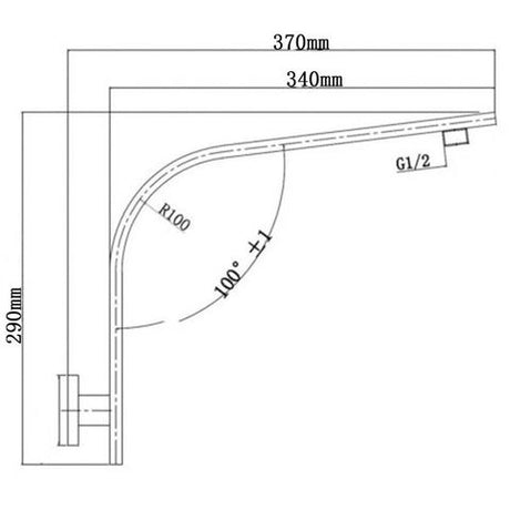 Taran Gun Metal Gooseneck Shower Arm Square — detail 2