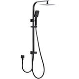 Taran 200mm Matte Black Twin Shower On Rail Bottom Inlet Square