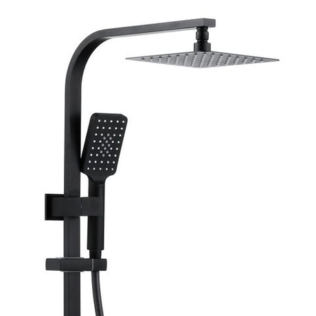 Taran 200mm Matte Black Twin Shower On Rail Bottom Inlet Square — detail 2