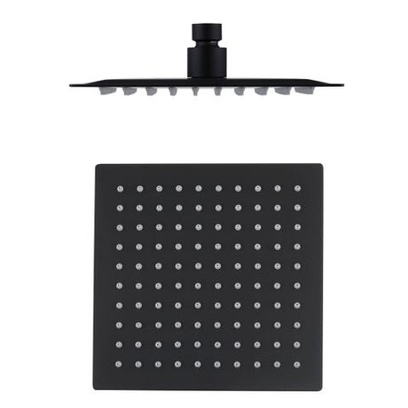 Taran 200mm Matte Black Twin Shower On Rail Bottom Inlet Square — detail 3
