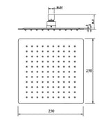 Taran 250mm Brushed Gold Shower Head Stainless Steel Square — detail 2