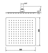 Taran 300mm Chrome Shower Head Stainless Steel Square — detail 2