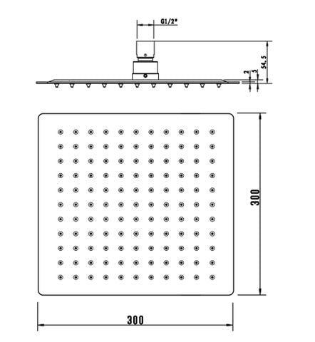 Taran 300mm Chrome Shower Head Stainless Steel Square — detail 2