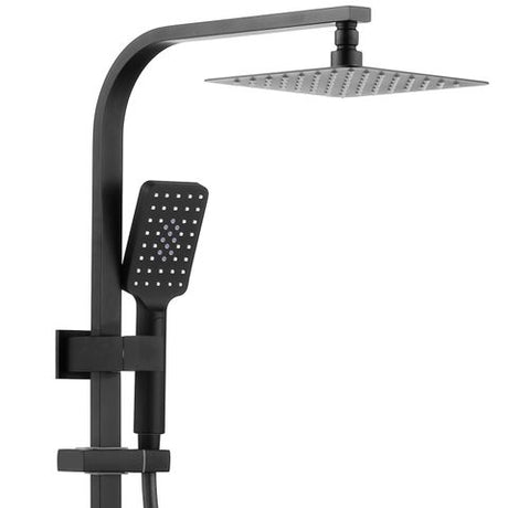 Taran 250mm Matte Black Twin Shower On Rail Top Inlet Square — detail 2