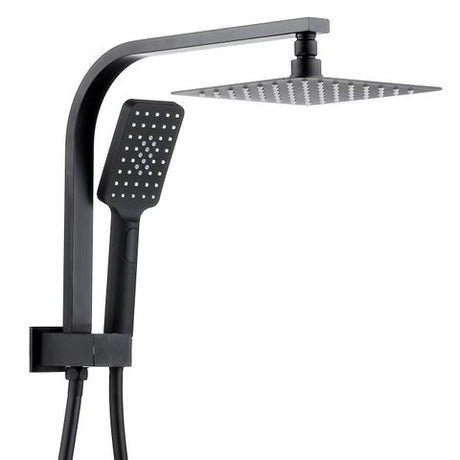 Taran 250mm Matte Black Twin Shower Half Rail Top Inlet Square — detail 2