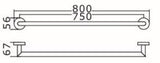 Rondo 750mm Chrome Single Towel Rail — detail 2