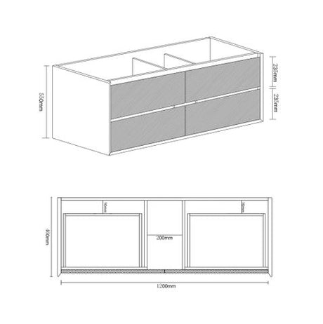 Max 1200mm Wall Hung Amazon Grey Cabinet Only (MDF) — detail 2