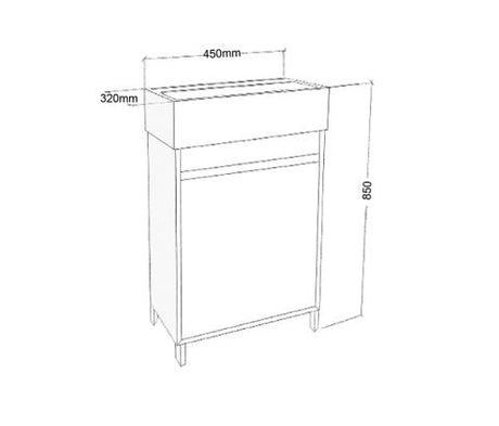 Maxio 450x320x850 Amazon Grey Cabinet with Drawer Leg (MDF) — detail 4
