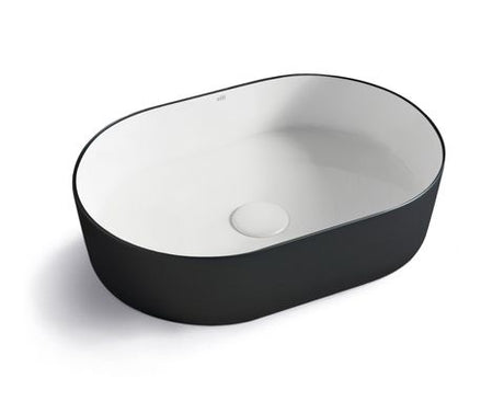Quay Oval 500x330x120 Matte Black & Gloss White Basin
