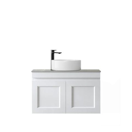 Hampton Mark II 750mm Satin White Wall Hung Vanity with Amani Grey Top 10TH