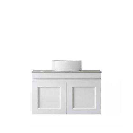 Hampton Mark II 750mm Satin White Wall Hung Vanity with Amani Grey Top NTH
