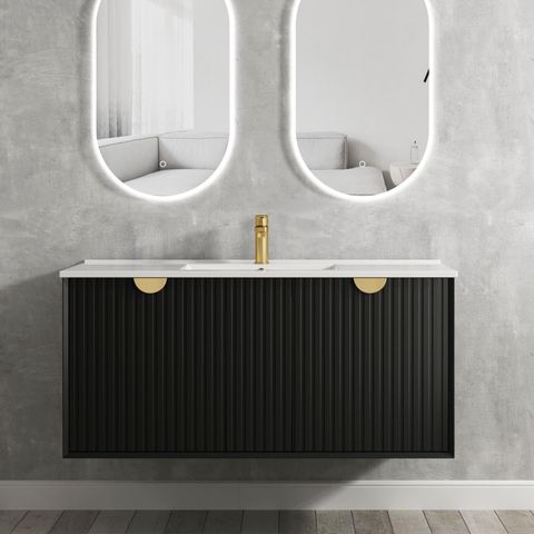 Marlo 1200mm Matte Black Wall Hung Vanity with Ceramic Top