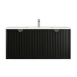 Marlo 1200mm Matte Black Wall Hung Vanity with Ceramic Top — detail 2