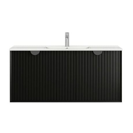 Marlo 1200mm Matte Black Wall Hung Vanity with Ceramic Top — detail 2