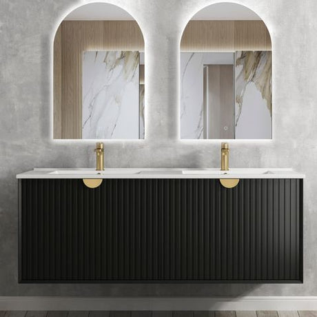 Marlo 1500mm Matte Black Wall Hung Vanity with Ceramic Top