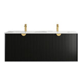 Marlo 1500mm Matte Black Wall Hung Vanity with Ceramic Top — detail 2