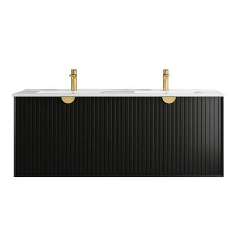 Marlo 1500mm Matte Black Wall Hung Vanity with Ceramic Top — detail 2
