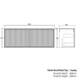 Marlo 1500mm Matte Black Wall Hung Vanity with Empire Black Top 12TH — detail 4