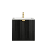Marlo 600mm Matte Black Wall Hung Vanity with Ceramic Top — detail 2