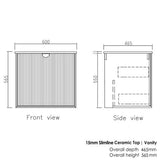 Marlo 600mm Matte Black Wall Hung Vanity with Ceramic Top — detail 3