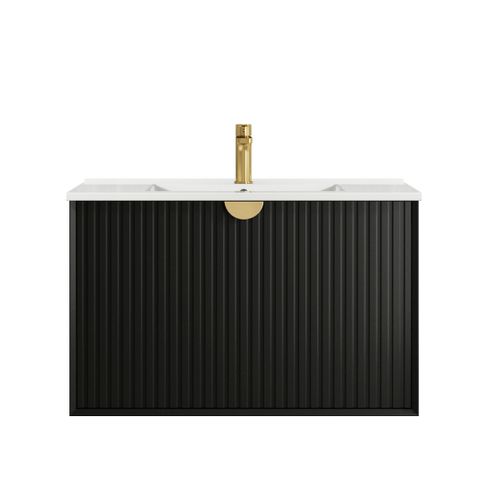 Marlo 900mm Matte Black Wall Hung Vanity with Ceramic Top