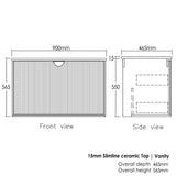 Marlo 900mm Matte Black Wall Hung Vanity with Ceramic Top — detail 2
