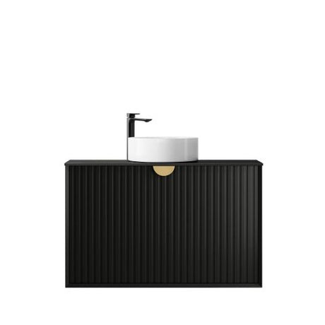 Marlo 900mm Matte Black Wall Hung Vanity with Empire Black Top 10TH
