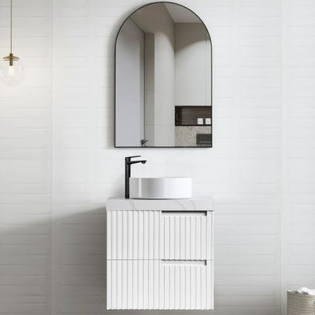 Noosa 600mm Satin White Wall Hung Vanity with Mont Blanc 60mm Top 10TH