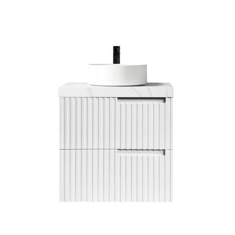 Noosa 600mm Satin White Wall Hung Vanity with Mont Blanc 60mm Top 12TH — detail 2