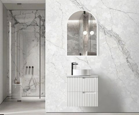 Noosa 600mm Satin White Wall Hung Vanity with Mont Blanc Top 10TH — detail 6